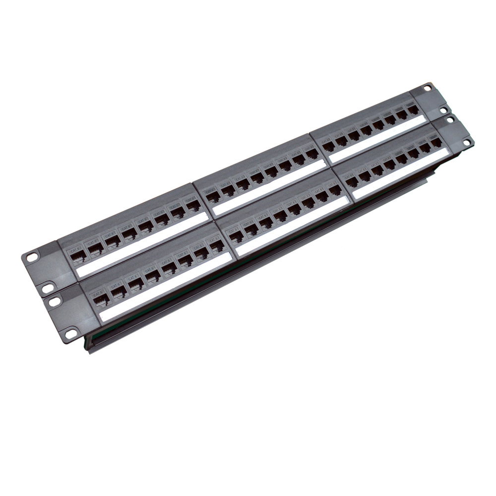 Patch Panel Cat6 - 19in 2U خزانة تمرير من خلال